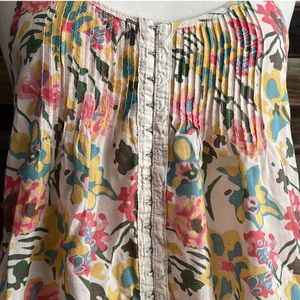 Free People babydoll shirt dress pockets floral small blouse anthropologie top